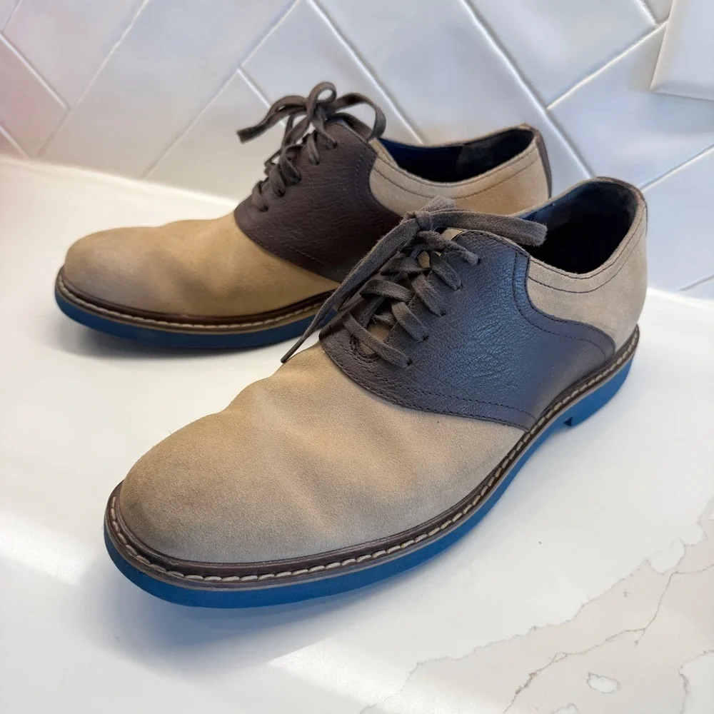 Cole Haan Men's Air Harrison Saddle Oxford Shoes Brown Size 9M Leather Classic